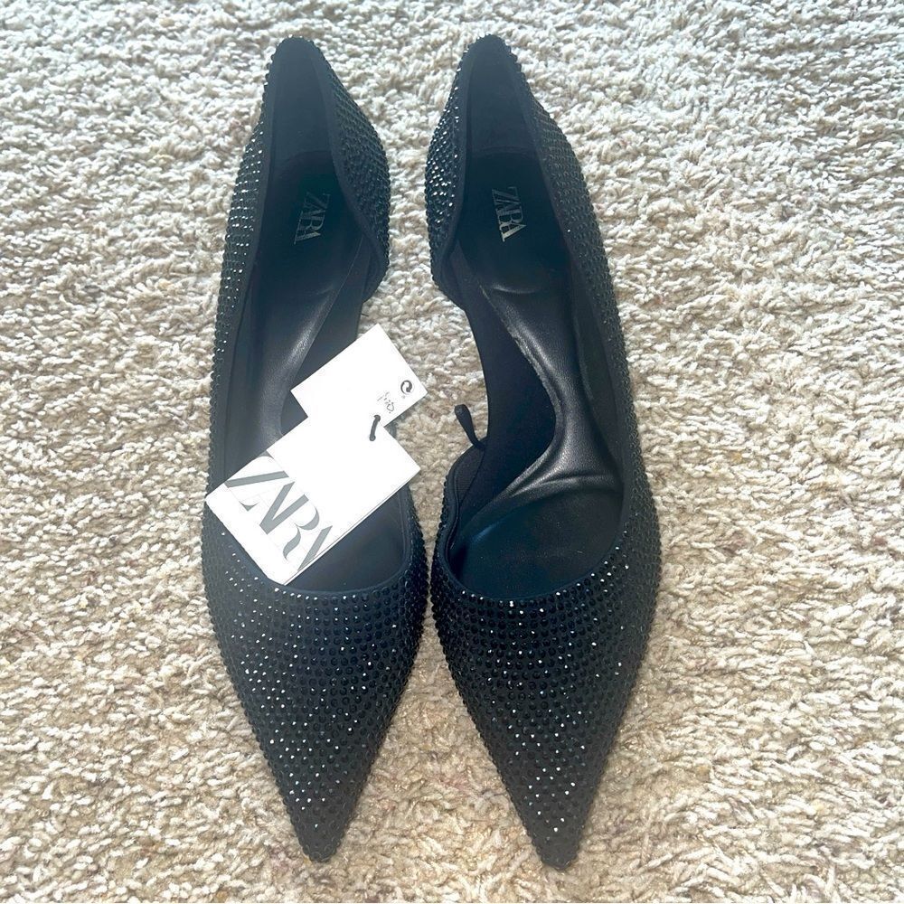 Zara Black Studded Women's Shoes Sz 39 NWT